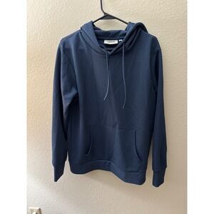 TOBOGGAN Mens Textured Knit Hoodie Navy Blue Pullover Long Sleeve  Size S
A797